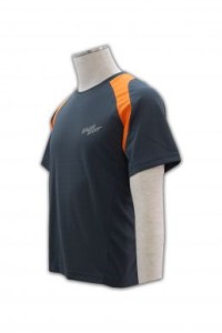 W041 訂造班tee  班tee設計  印製功能性運動衫 訂購團體運動短袖衫公司      黑色  撞色橙色